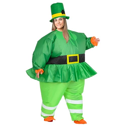 HYLQUP Grüner Aufblasbarer Anzug für Frauen St. Patrick's Day Kostüm Halloween Kostüm Aufblasbare Kostüme Erwachsene Lustige Kostüme Cosplay Kostüm für Partys, Halloween St Patrick (150-190CM) (Frau) von HYLQUP
