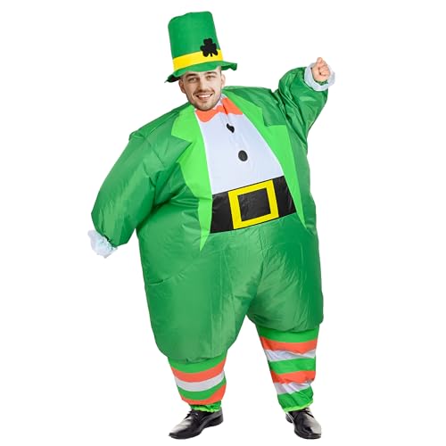 HYLQUP Grüner Aufblasbarer Anzug für Männer St. Patrick's Day Kostüm Halloween Kostüm Aufblasbare Kostüme Erwachsene Lustige Kostüme Cosplay Kostüm für Partys, Halloween St Patrick (150-190CM) (Mann) von HYLQUP