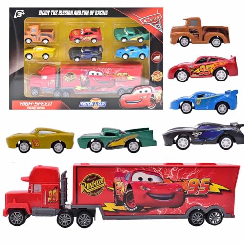 Mccqueen Spielzeugauto Set, 7 Stück Auto Racer Transporter Mccqueen Mini Modellautos Autos Spielzeug Mini Die Cast Spielzeugautos Pull Back Autos Kleine Fahrzeuge Auto Spielzeug Geschenk für Kinder Mccqueen Spielzeugauto Set, 7 Stück Auto Racer Transporter Mccqueen Mini Modellautos Autos Spielzeug Mini Die Cast Spielzeugautos Pull Back Autos Kleine Fahrzeuge Auto Spielzeug Geschenk für Kinder von HYMBCFW