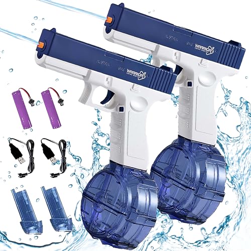 2 Pcs Wasserpistole Elektrisch, Wasserpistole Erwachsene, Automatische Wasserpistole mit Großer Kapazität, Distanz bis zu 8 M, Pool, Strandspielzeug 2 Pcs Wasserpistole Elektrisch, Wasserpistole Erwachsene, Automatische Wasserpistole mit Großer Kapazität, Distanz bis zu 8 M, Pool, Strandspielzeug von HYNXM