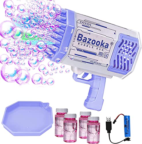 Seifenblasenpistole, Bazooka Bubble Gun, 69 Löcher Seifenblasenpistole, 4 Flaschen Seifenblasenflüssigkeit , Bubble Launcher Spielzeug Geschenke für Erwachsene Kinder Spielen und Indoor-Outdoor-Party von HYNXM