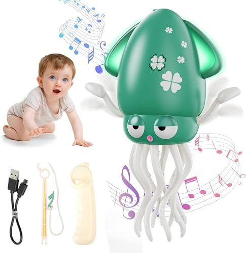 Tanzender Oktopus Spielzeug, Elektrisches Dancing Octopus Krabbelspielzeug mit LED-Licht und Musik, Wiederaufladbares Baby Spielzeug für 3 4 5 6 7Jahre alte Jungen und Mädchen Geburtstagsgeschenk von HYNXM