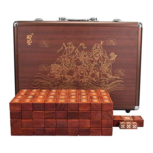 HYO&ZOY Brettspiel 144 Mahjong mit Box Traditionelle chinesische Mahjong-Spiele Mahjong-Steinset Schönes Geschenk Geeignet for die Sammlung Pterocarpus Indicus von HYO&ZOY