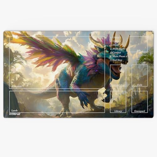 HYPEMAT Magic: The Gathering TCG Playmat-1 Spieler Spielmatte für Anfänger und Fortgeschrittene + gratis Tasche (Dinosaur) von HYPEMAT
