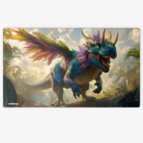 HYPEMAT Magic: The Gathering TCG Playmat-1 Spieler Spielmatte für Anfänger und Fortgeschrittene + gratis Tasche (Dinosaur - Ohne Zone) von HYPEMAT