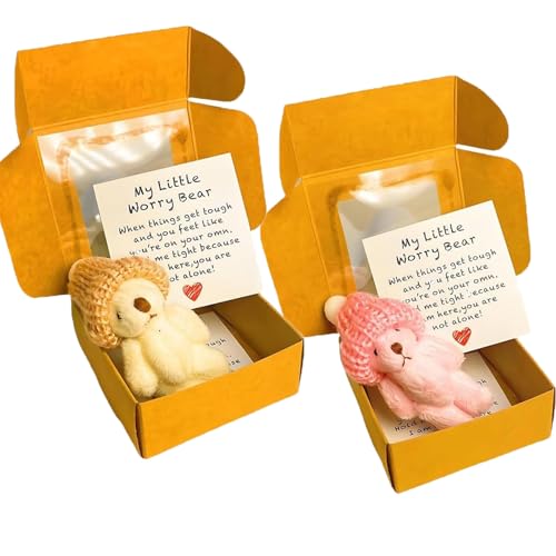 HYPYXUS Kleiner Bär in der Schachtel, handgefertigtes Mini Plüsch Teddybär in Kasten, Pocket Bears Plüsch Puppe gestrickten Hut, emotionale Unterstützungspartner, bringen Sie Ermutigung Wärme (2PcsC) HYPYXUS Kleiner Bär in der Schachtel, handgefertigtes Mini Plüsch Teddybär in Kasten, Pocket Bears Plüsch Puppe gestrickten Hut, emotionale Unterstützungspartner, bringen Sie Ermutigung Wärme (2PcsC) von HYPYXUS