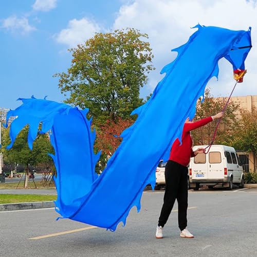 Drachen-Poi, for Selbermachen, einfarbiges Drachenband for Tanzen, Drachen-Poi for Schleudern beim Sporttraining for Jonglieren, realistisches Drachen-Requisit mit Aufbewahrungstasche(Blue,6 m (20 ft) von HYQING