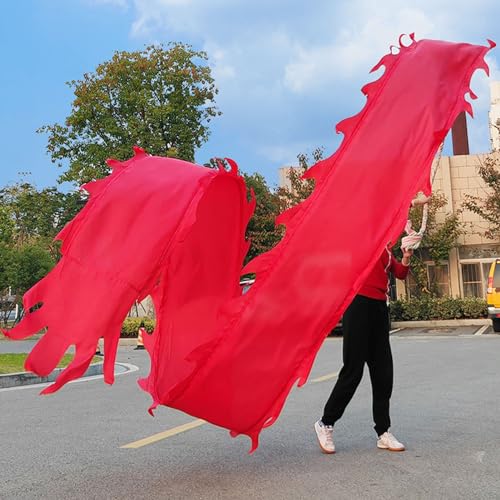 Drachen-Poi, for Selbermachen, einfarbiges Drachenband for Tanzen, Drachen-Poi for Schleudern beim Sporttraining for Jonglieren, realistisches Drachen-Requisit mit Aufbewahrungstasche(Red,8 m (26 ft)) von HYQING