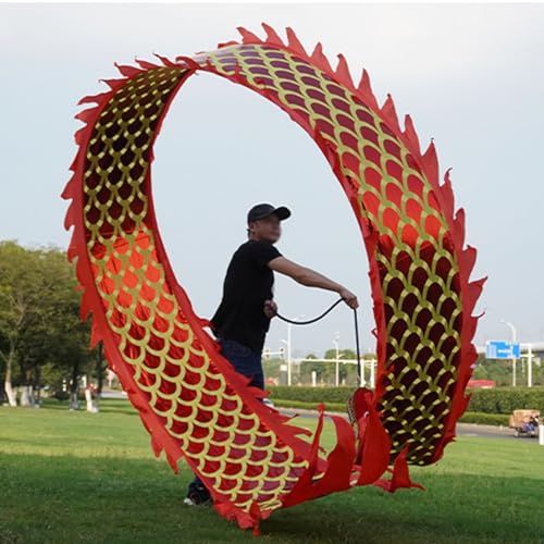 HYQING Dragon Poi, zweiseitiges rotes Schuppen-Drachentanz-Schleuderband, Dragon Poi-Wurfstreamer-Set mit Aufbewahrungstasche, Fitness-Drachenstreamer for offene Plätze(8 m (26 ft)) von HYQING
