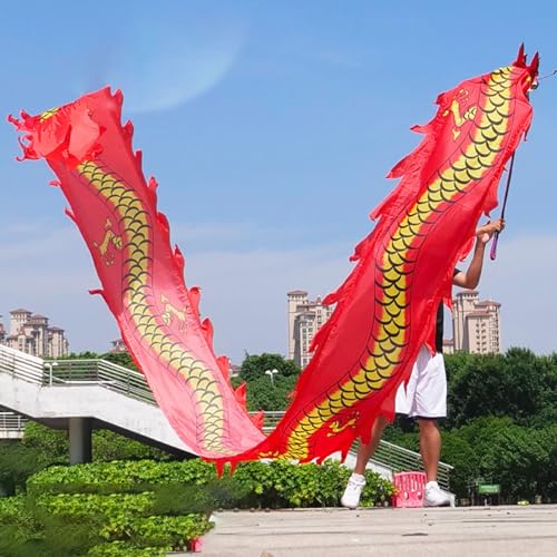 HYQING Dragon Poi Fitness Drachen-Streamer mit Stahlkopf, leichtes Schleuderband im Drachendesign, Tanz-/Jonglier-Requisitenset for Jugendliche, Erwachsene und Senioren(Red,6 m (20 ft)) von HYQING