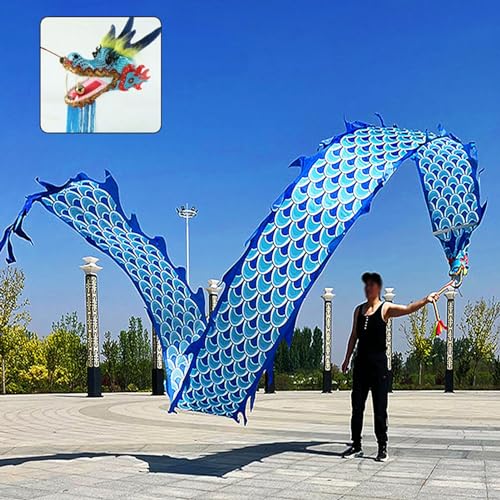HYQING Dragon Poi Outdoor Fitness Dragon Poi Spinning Ribbons, Gymnastiktraining Dragon Flinging Ribbon, Jonglierdrachen-Streamer mit realistischem Drachenkopf(Blue,8 m (26 ft)) von HYQING