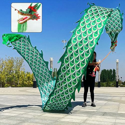 HYQING Dragon Poi Outdoor Fitness Dragon Poi Spinning Ribbons, Gymnastiktraining Dragon Flinging Ribbon, Jonglierdrachen-Streamer mit realistischem Drachenkopf(Green,6 m (20 ft)) von HYQING