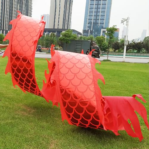 HYQING Dragon Poi Rotes Drachentanzband mit Drachenkopf, seidenartig fließender Fitness-Drachen-Streamer, Kunst-Tanzflagge im Drachendesign for das Gymnastiktraining(6 m (20 ft)) von HYQING