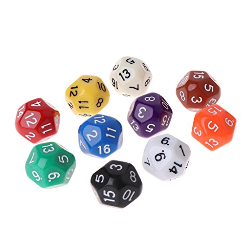 HYROOY 10er Set 16-seitige D16 Polyedrische Würfel für Tischspiele - Multicolored Acryl Hexakaidekaeder - Zahl HYROOY 10er Set 16-seitige D16 Polyedrische Würfel für Tischspiele - Multicolored Acryl Hexakaidekaeder - Zahl von HYROOY