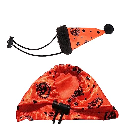 HYROOY Bartdrache Halloween Hut und Umhang Orange mit Kürbisdruck Verstellbares Kostümset Weich Bequem HYROOY Bartdrache Halloween Hut und Umhang Orange mit Kürbisdruck Verstellbares Kostümset Weich Bequem von HYROOY