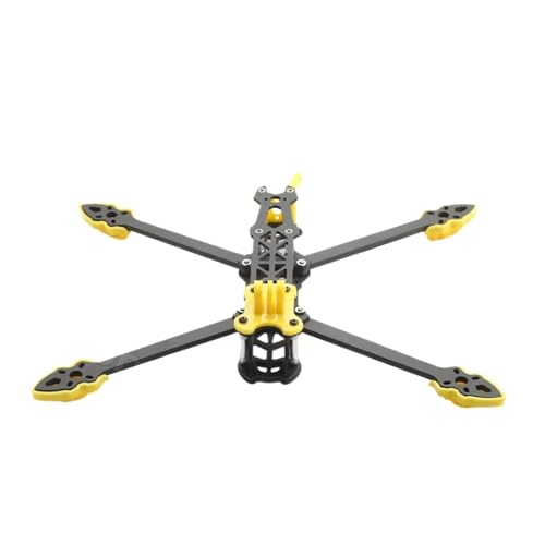 HYRTEFBN FPV-Racing-Drohnenrahmen 7-Zoll-FPV-Drohnenrahmen, 295 mm, Kohlefaser-RC-Rahmen-Kit mit 5 mm Armdruckteilen for DIY-FPV(7in WithYellow Parts) von HYRTEFBN