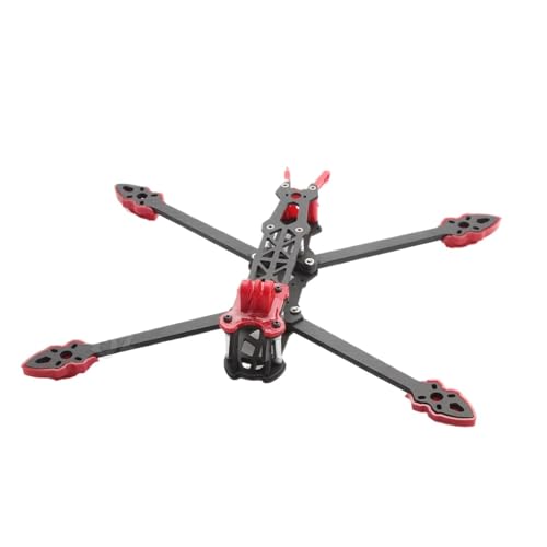 HYRTEFBN FPV-Racing-Drohnenrahmen 7-Zoll-FPV-Drohnenrahmen, 295 mm, Kohlefaser-RC-Rahmen-Kit mit 5 mm Armdruckteilen for DIY-FPV(7in with Red Parts) von HYRTEFBN