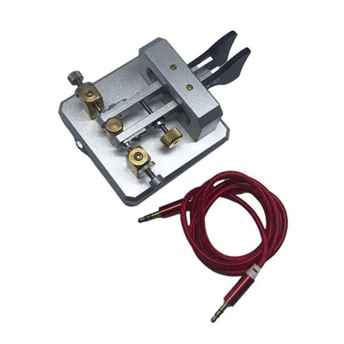 HYRTEFBN Telegrafentaste 1set Kurzwellen for CW Sender Automatische for Dual-Paddle Telegraphen Schlüssel for CW Schlüssel(Silver) von HYRTEFBN