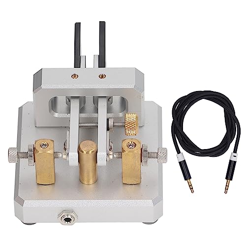 HYRTEFBN Telegrafentaste Codeschlüssel Doppelpaddel Automatischer CW-Kurzwellen-Telegrammabgreifer CW-Schlüssel Telegrafenschlüssel for die Ausbildung(Silver) von HYRTEFBN