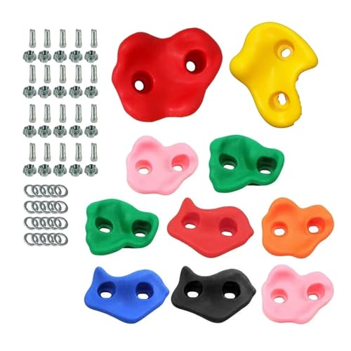 klettergriffe 10 Teile/Satz Klettern Hält Holz Wand Klettern Steine ​​Spielplatz Spiel Hand Füße Halten Grip Kit Outdoor Spiele(10pcs with Screw) von HYRTEFBN