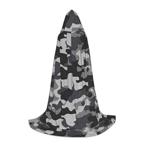 HYSDPUZK Abstrakter Camouflage-Kapuzenumhang für Teenager, Halloween-Kostüm, Cosplay, Maskerade, Zauberer-Robe von HYSDPUZK