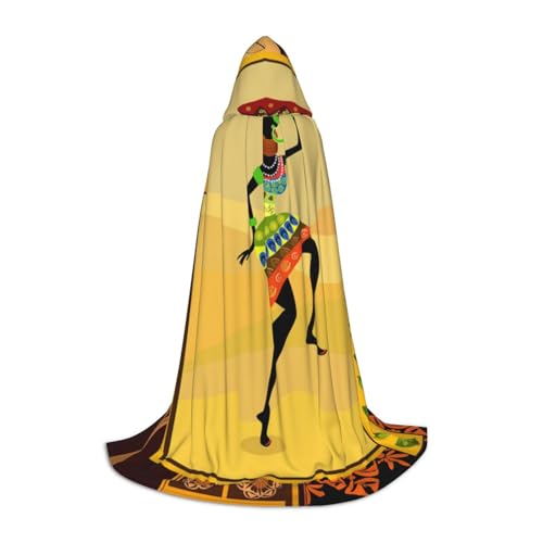 HYSDPUZK Afrikanische Frau Kapuzenumhang für Teenager, Halloween-Kostüm, Cosplay, Maskerade, Zauberer-Robe von HYSDPUZK