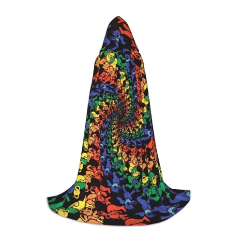 HYSDPUZK Bärentanzender Batik-Kapuzenumhang für Teenager, Halloween-Kostüm, Cosplay, Maskerade, Zauberer-Bademantel von HYSDPUZK