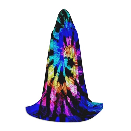 HYSDPUZK Batik-Kapuzenumhang für Teenager, Halloween-Kostüm, Cosplay, Maskerade, Zauberer-Robe von HYSDPUZK