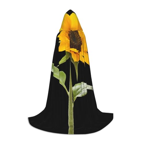 HYSDPUZK Bloom Sonnenblumen-Umhang mit Kapuze für Teenager, Halloween-Kostüm, Cosplay, Maskerade, Zauberer-Robe von HYSDPUZK