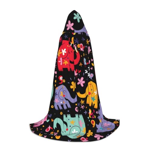 HYSDPUZK Bunter Elefanten-Kapuzenumhang für Teenager, Halloween-Kostüm, Cosplay, Maskerade, Zauberer-Bademantel HYSDPUZK Bunter Elefanten-Kapuzenumhang für Teenager, Halloween-Kostüm, Cosplay, Maskerade, Zauberer-Bademantel von HYSDPUZK