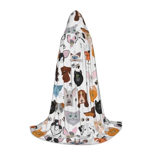HYSDPUZK Cartoon-Katzen- und Hunde-Kapuzenumhang für Teenager, Halloween-Kostüm, Cosplay, Maskerade, Zauberer-Robe HYSDPUZK Cartoon-Katzen- und Hunde-Kapuzenumhang für Teenager, Halloween-Kostüm, Cosplay, Maskerade, Zauberer-Robe von HYSDPUZK