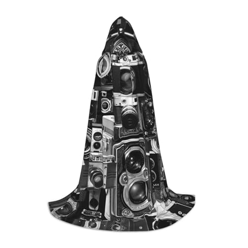 HYSDPUZK Coole Kamerakollektion Kapuzenumhang für Teenager, Halloween-Kostüm, Cosplay, Maskerade, Zauberer-Robe von HYSDPUZK