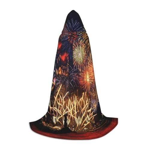 HYSDPUZK Feuerwerk Kapuzenumhang für Teenager, Halloween-Kostüm, Cosplay, Maskerade, Zauberer-Robe von HYSDPUZK