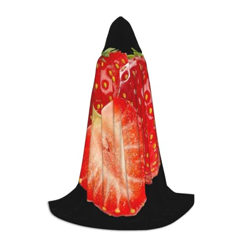 HYSDPUZK Fresh Strawberry Kapuzenumhang für Teenager, Halloween-Kostüm, Cosplay, Maskerade, Zauberer-Robe von HYSDPUZK
