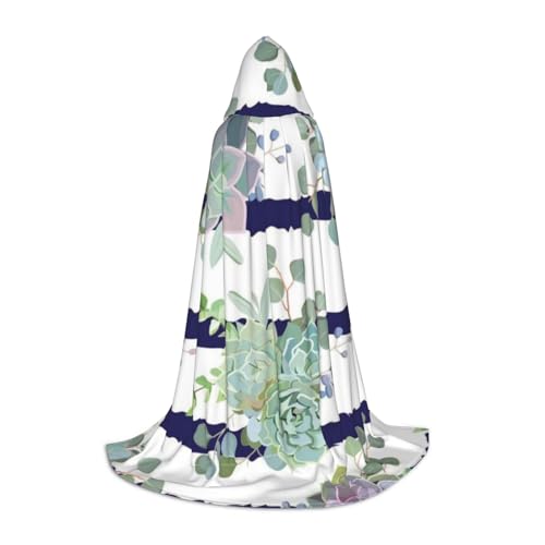 HYSDPUZK Gestreifter Sukkulenten-Umhang mit Kapuze für Teenager, Halloween-Kostüm, Cosplay, Maskerade, Zauberer-Robe von HYSDPUZK