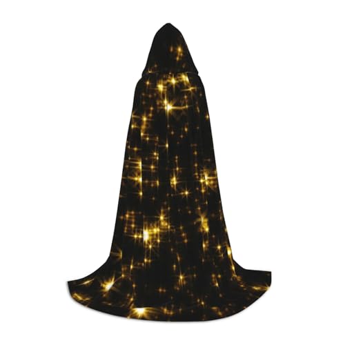 HYSDPUZK Goldfarbener schwarzer Kapuzenumhang für Teenager, Halloween-Kostüm, Cosplay, Maskerade, Zauberer-Robe von HYSDPUZK
