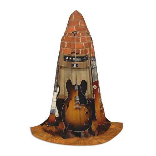 HYSDPUZK Guitar Collection Kapuzenumhang für Teenager, Halloween-Kostüm, Cosplay, Maskerade, Zauberer-Robe von HYSDPUZK