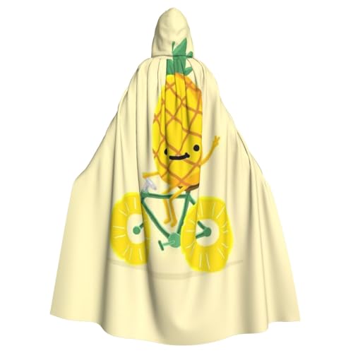 HYSDPUZK Halloween-Kapuzenumhang für Unisex-Erwachsene, lustiger Ananas-Fahrradaufdruck, Party- und Cosplay-Umhang von HYSDPUZK