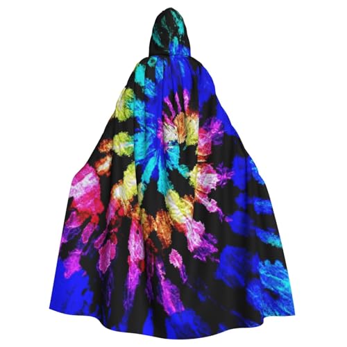 HYSDPUZK Halloween-Kapuzenumhang für Unisex-Erwachsene, lustiger Batikdruck, Party- und Cosplay-Umhang von HYSDPUZK