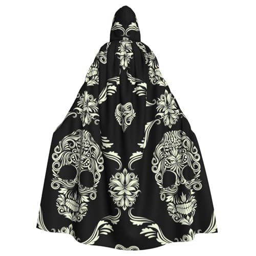 HYSDPUZK Halloween-Kapuzenumhang für Unisex-Erwachsene, lustiger Blumenschädel mit Ornament-Muster, Party- und Cosplay-Umhang HYSDPUZK Halloween-Kapuzenumhang für Unisex-Erwachsene, lustiger Blumenschädel mit Ornament-Muster, Party- und Cosplay-Umhang von HYSDPUZK