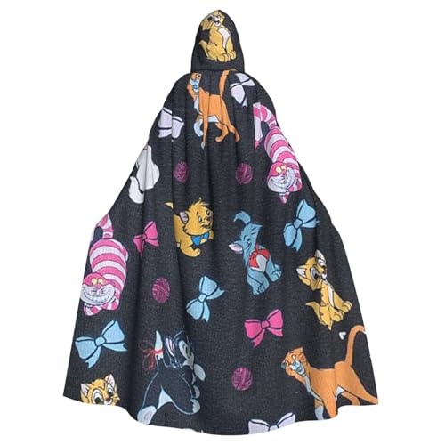 HYSDPUZK Halloween-Kapuzenumhang für Unisex-Erwachsene, lustiger Cartoon-Katzen-Druck, Party- und Cosplay-Umhang von HYSDPUZK