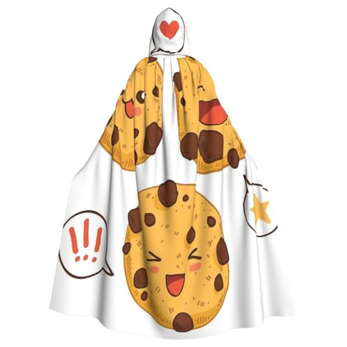 HYSDPUZK Halloween-Kapuzenumhang für Unisex-Erwachsene, lustiger Chip-Cookies-Druck, Party- und Cosplay-Umhang von HYSDPUZK