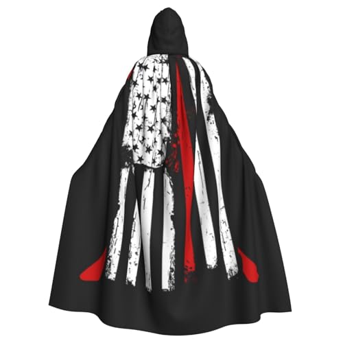 HYSDPUZK Halloween-Kapuzenumhang für Unisex-Erwachsene, lustiger Feuerwehrmann, amerikanische Flagge, Druck für Party und Cosplay von HYSDPUZK