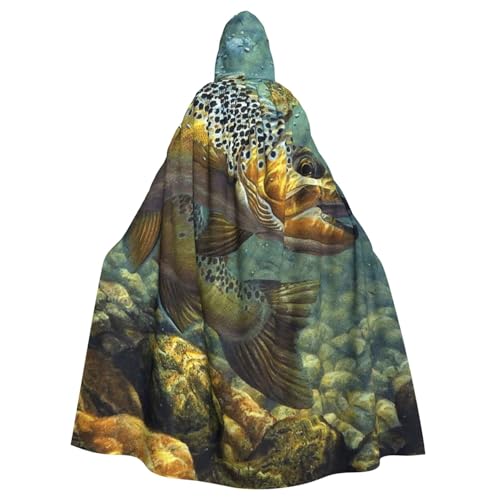HYSDPUZK Halloween-Kapuzenumhang für Unisex-Erwachsene, lustiger Fliegenfisch-Druck, Party- und Cosplay-Umhang von HYSDPUZK