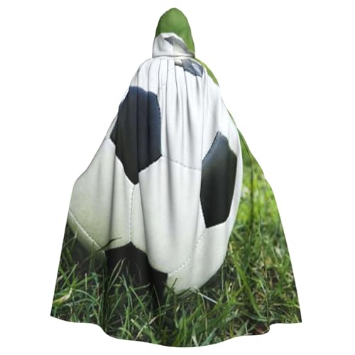 HYSDPUZK Halloween-Kapuzenumhang für Unisex-Erwachsene, lustiger Fußballball auf Gras-Druck, Party- und Cosplay-Umhang HYSDPUZK Halloween-Kapuzenumhang für Unisex-Erwachsene, lustiger Fußballball auf Gras-Druck, Party- und Cosplay-Umhang von HYSDPUZK