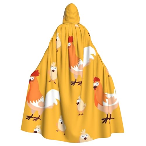 HYSDPUZK Halloween-Kapuzenumhang für Unisex-Erwachsene, lustiger Huhn-Küken-Druck, Party- und Cosplay-Umhang von HYSDPUZK
