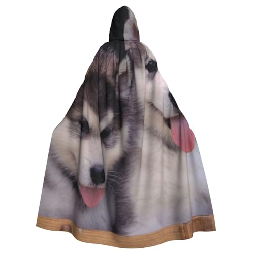 HYSDPUZK Halloween-Kapuzenumhang für Unisex-Erwachsene, lustiger Hunde-Druck, Party- und Cosplay-Umhang von HYSDPUZK