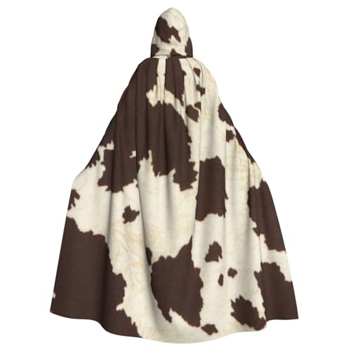 HYSDPUZK Halloween-Kapuzenumhang für Unisex-Erwachsene, lustiger Kuhfell-Druck, Party- und Cosplay-Umhang von HYSDPUZK