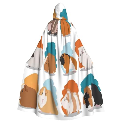 HYSDPUZK Halloween-Kapuzenumhang für Unisex-Erwachsene, lustiger Meerschweinchen-Illustrationsdruck, Party- und Cosplay-Umhang von HYSDPUZK