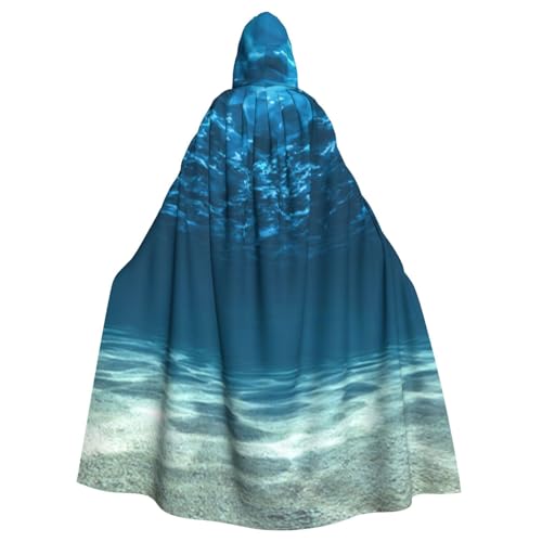 HYSDPUZK Halloween-Kapuzenumhang für Unisex-Erwachsene, lustiger Ozean-Druck, Party- und Cosplay-Umhang von HYSDPUZK